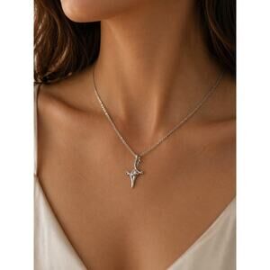 BOGO FREE SILVRR CROSS STONE NECKLACE